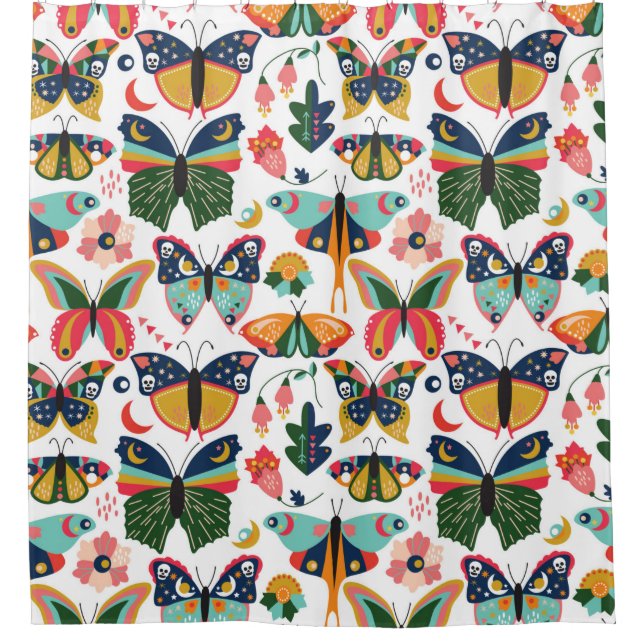 Rideaux De Douche Seamless, Tileable Wallpaper Pattern with Boho Sty (Devant)