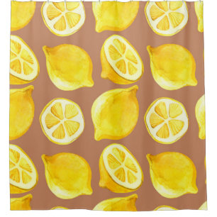 Rideaux De Douche Seamless watercolor pattern with lemons