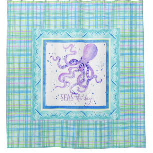 Rideaux De Douche Seas the Day Octopus Beach Ocean Salle de bain Déc