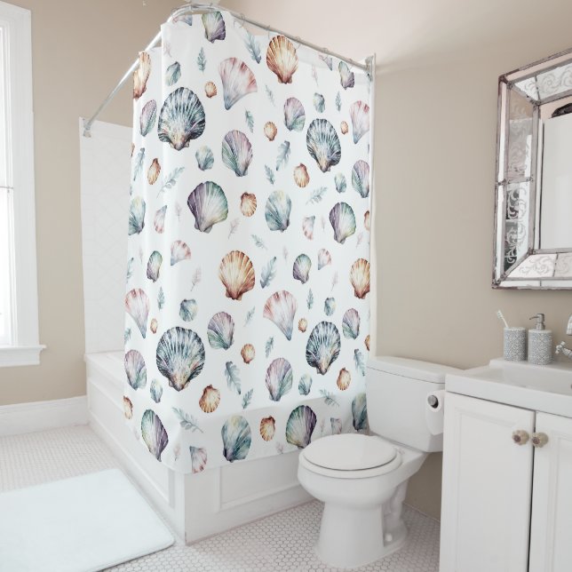 Rideaux De Douche Seashell Ocean Beach Sea Shell Design 358 (En situation)