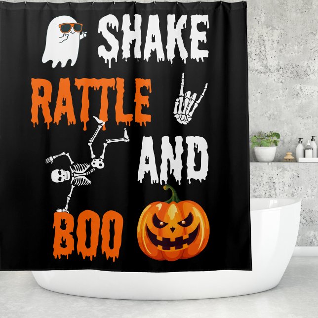 Rideaux De Douche Secoue Halloween Drôle de Citrouille Boo (Créateur téléchargé)