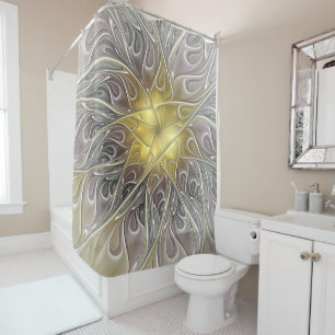 Rideaux De Douche S'épanouir avec une fleur fractale abstraite moder
