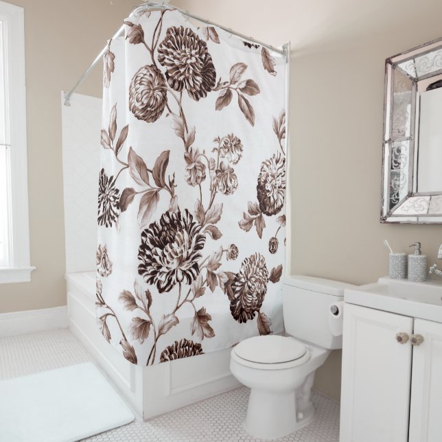 Rideaux De Douche Séphia Brown Floral Toile No. 2 (En situation)
