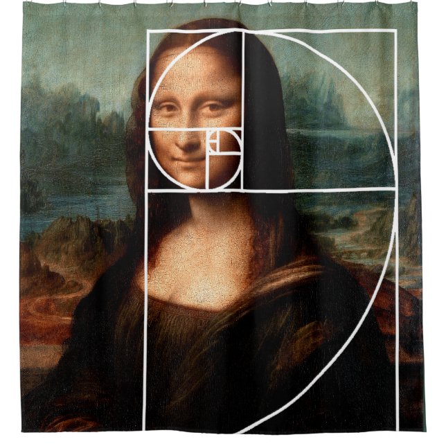 Rideaux De Douche Séquence Leonardo da Vinci Mona Lisa Fibonacci (Devant)