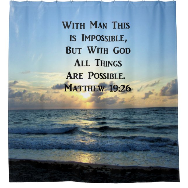 RIDEAUX DE DOUCHE SERENE MATTHEW 19:26 PHOTO DESIGN (Devant)