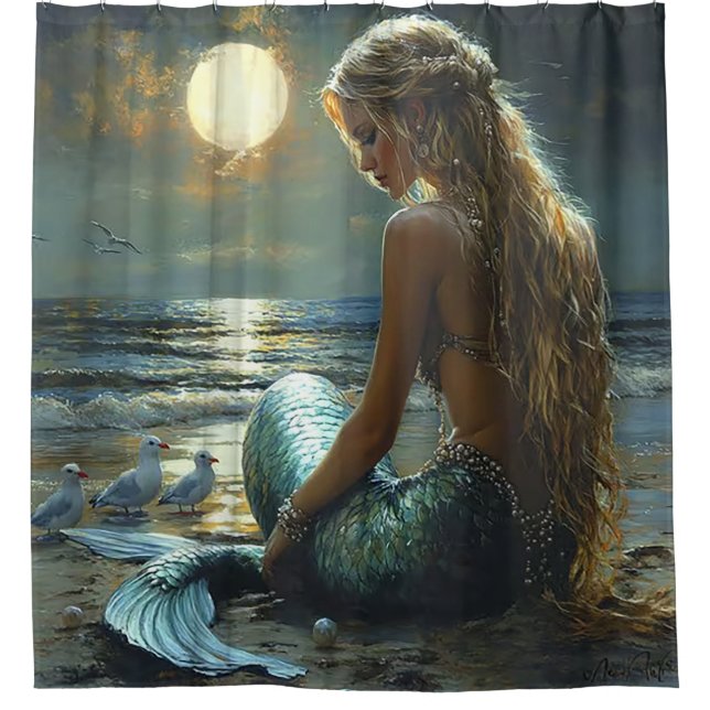 Rideaux De Douche Serene Mermaid Sunset (Devant)