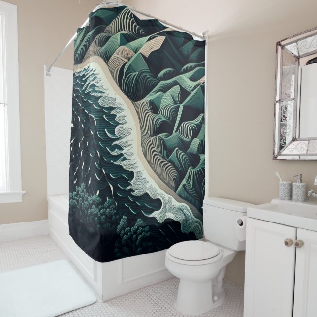 Rideaux De Douche Serene Shores (En situation)