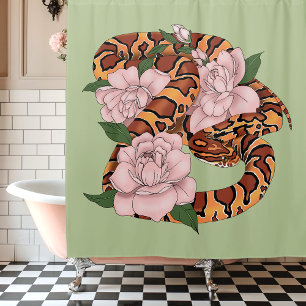 Rideaux De Douche Serpent des blés vibrant Fleurs de pivoine roses V