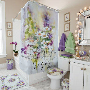 Rideaux De Douche Servez le Seigneur avec une fleur de joie 