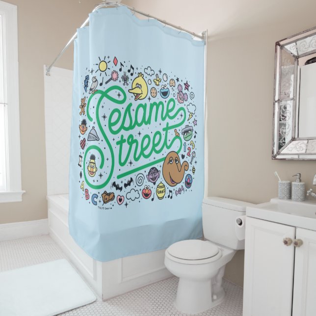Rideaux De Douche Sésame Sésame | Sesame Street Green Doodle Script (En situation)
