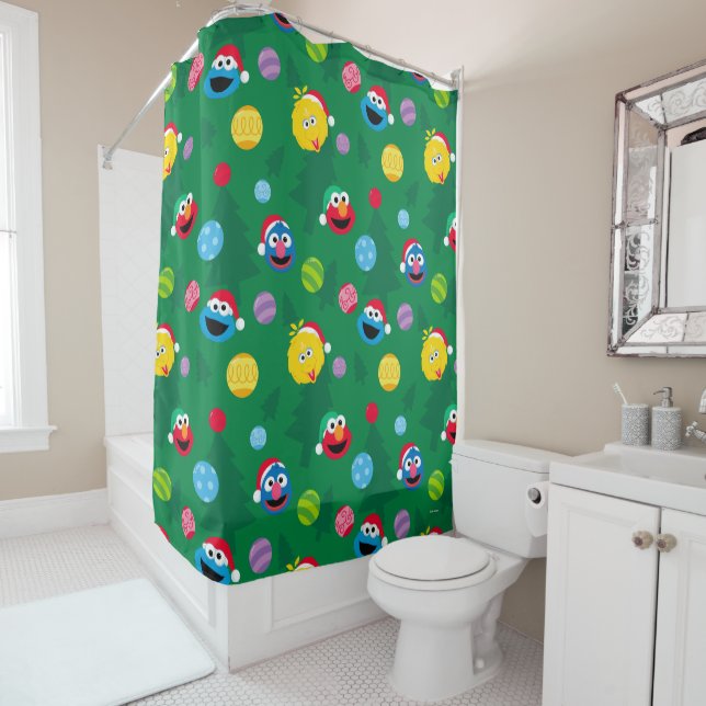 Rideaux De Douche Sesame Street Christmas Tree Motif (En situation)