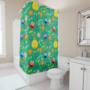Rideaux De Douche Sesame Street Green Floral Motif