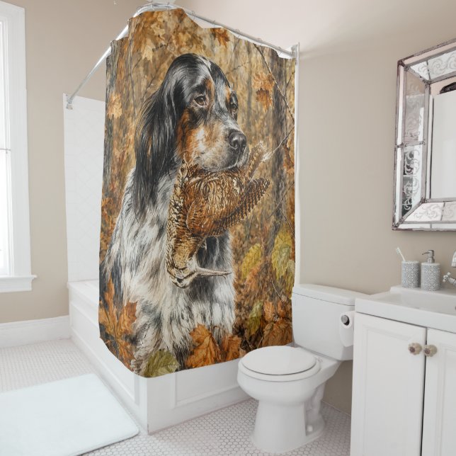 Rideaux De Douche Setter anglais, chasse à la bécasse  (En situation)
