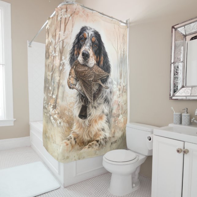 Rideaux De Douche Setter anglais, chasse à la bécasse ,Art canin (En situation)