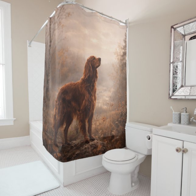 Rideaux De Douche Setter Irlandais (En situation)