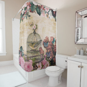 Rideaux De Douche shabby chic, motif, victorien, collage vintage, ch