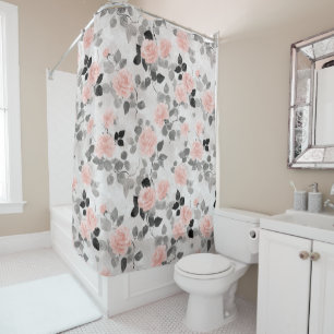 Rideaux De Douche Shabby Chic Vintage Floral Rose Rose Personnalisé