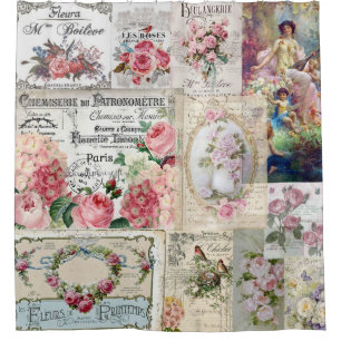 Rideaux De Douche Shabby collage chic, pays victorien, découpage, b