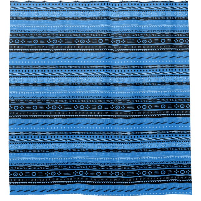 Rideaux De Douche Shango Blue Tribal Design (Devant)