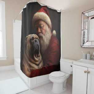 Rideaux De Douche Shar Pei avec Noël Festif du Père Noël