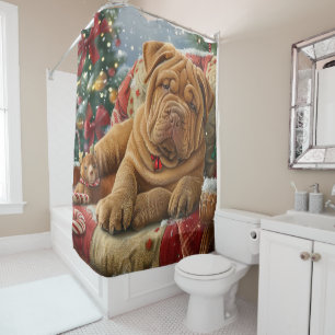 Rideaux De Douche Shar Pei Chien Festif de Noël