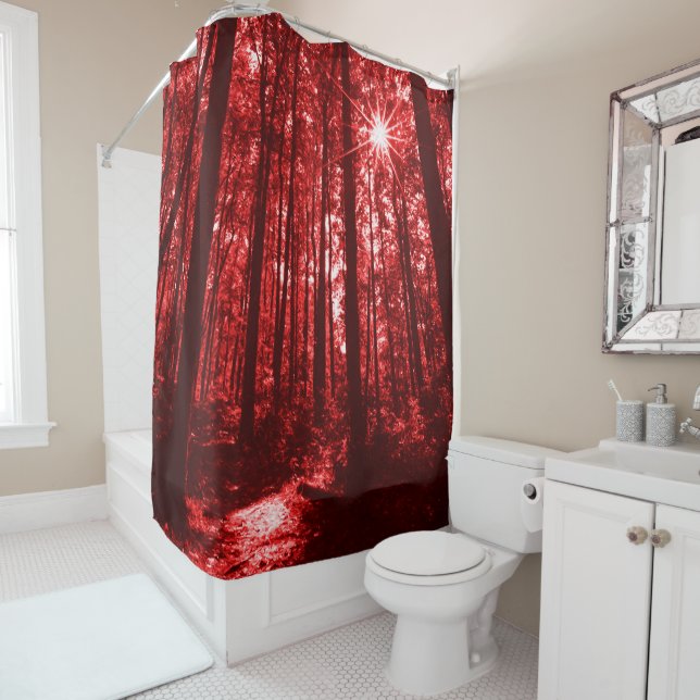 Rideaux De Douche Shenandoah Rouge (En situation)