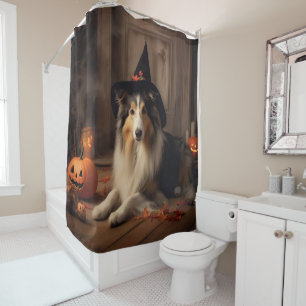Rideaux De Douche Shetland Sheepdog Citrouille Halloween effrayant