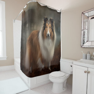 Rideaux De Douche Shetland Sheepdog Halloween effrayant