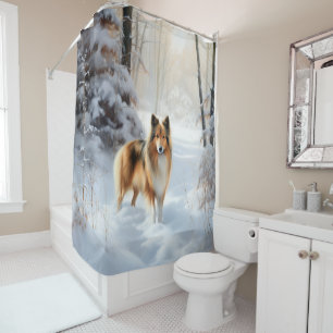 Rideaux De Douche Shetland Sheepdog Laisser neiger Noël