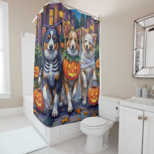 Rideaux De Douche Shetland Sheepdogs en costumes d'Halloween