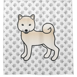 Rideaux De Douche Shiba Inu crème Chien de dessin animé mignon & pat