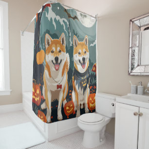 Rideaux De Douche Shiba Inu Halloween Éffrayant