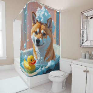 Rideaux De Douche Shiba Inu Mignon Endormi Drôle Sloppy
