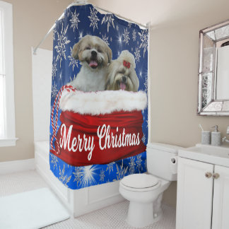 Rideaux De Douche Shih tzu Douche rideau, Noël