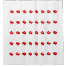 Shower Curtain with hearts.