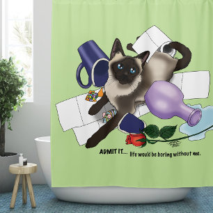 Rideaux De Douche Siamese Cat Mischief drôle