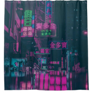 RIDEAUX DE DOUCHE SIGNAGE DE LUMIÈRE DE NEON ASSORTI DANS LA RUE PEN