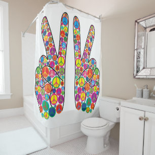 Rideaux De Douche Signes de paix super colorés frais