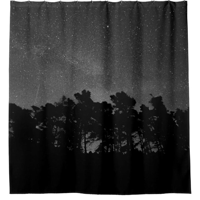 RIDEAUX DE DOUCHE SILHOUETTE DE FORÊT LA NUIT (Devant)