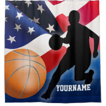 Silhouette de joueur de basket avec le drapeau