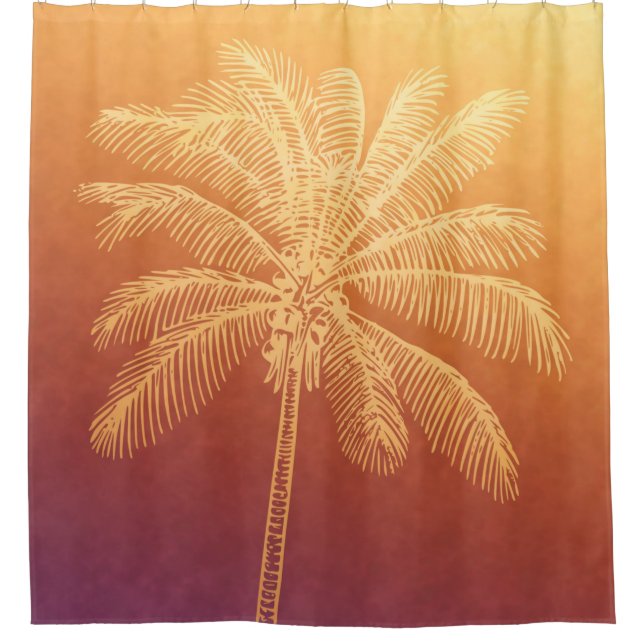 Rideaux De Douche silhouette de palmier soleil tropical ombre (Devant)