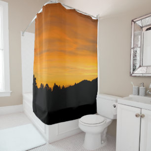 Rideaux De Douche Silhouette Dreamy Prairie Hills Au Coucher Du Sole