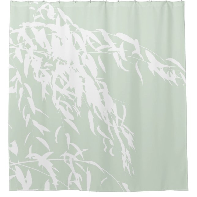 Rideaux De Douche Silhouette Willow personnalisable Bain Vert Mer (Devant)