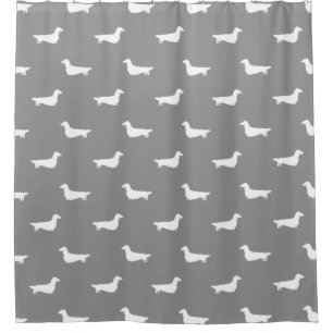 Rideaux De Douche Silhouettes de Dachshund long Haid Gris Motif