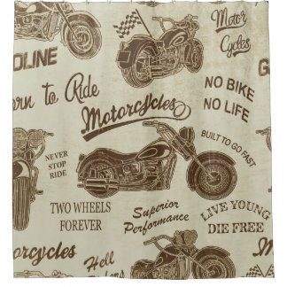 Rideaux De Douche silhouettes vintages de moto : fond transparent