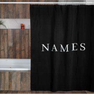 Rideaux De Douche Simple Black Custom Ajouter Votre Nom Élégant