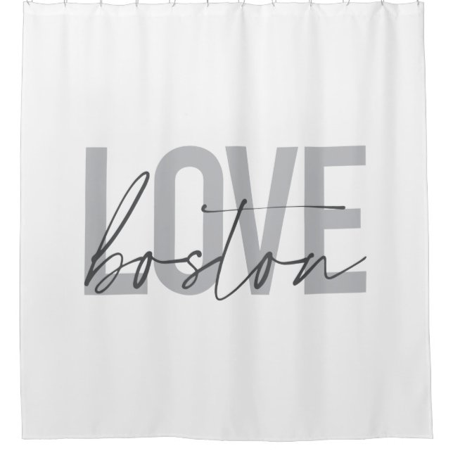 Rideaux De Douche Simple, cool, moderne, design urbain Love Boston (Devant)