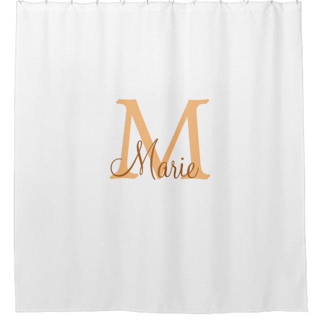 Rideaux De Douche simple minimal ajouter nom monogramme orange marro (Devant)