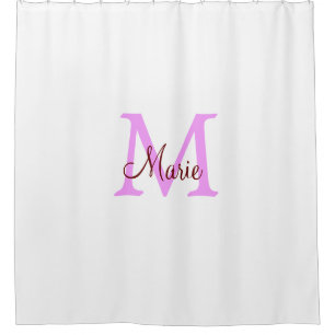 Rideaux De Douche simple minimal ajouter nom monogramme rose rouge