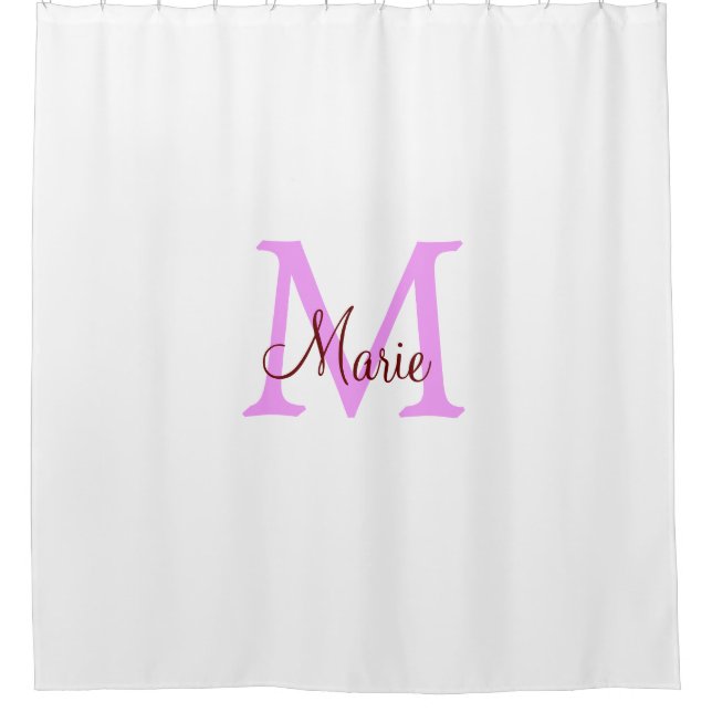 Rideaux De Douche simple minimal ajouter nom monogramme rose rouge   (Devant)